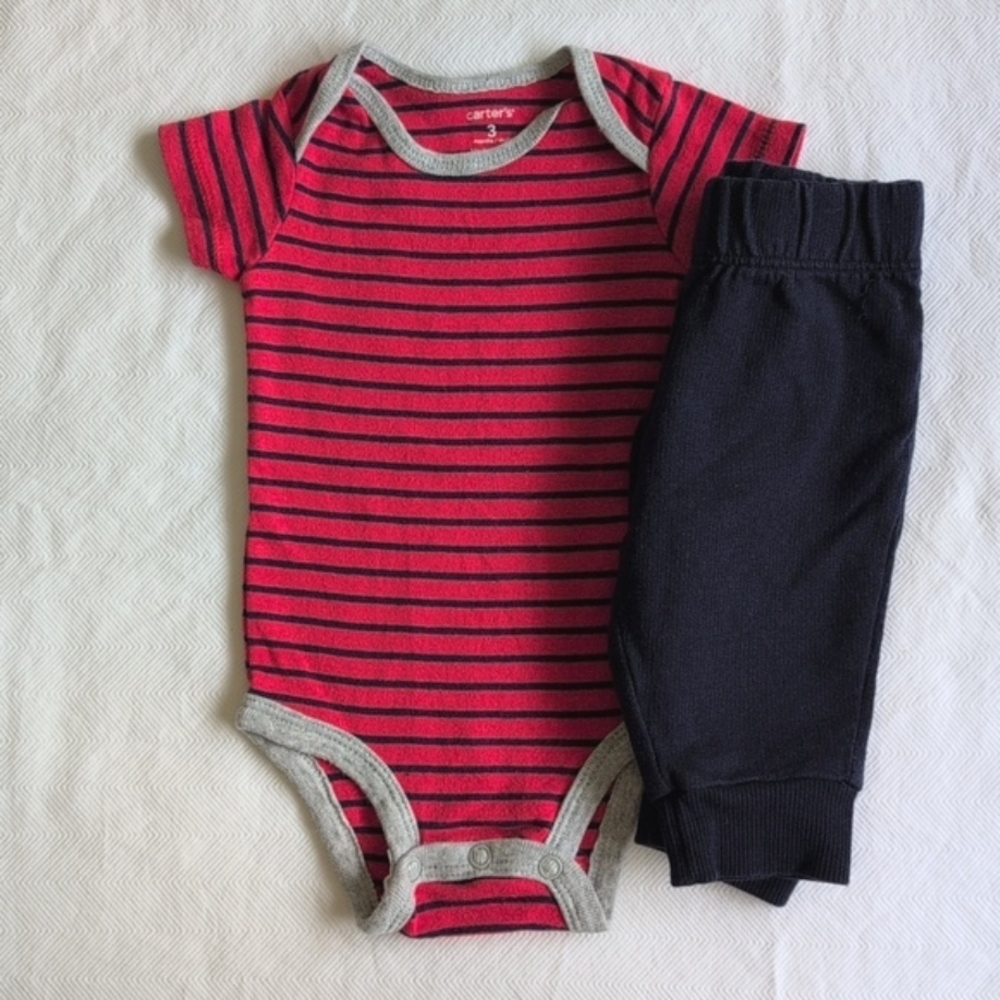 carter's cotton bodysuit & pants matching outfit set 3 months baby boy